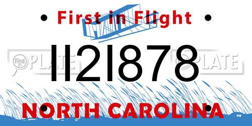 II2I878 North Carolina License Plate