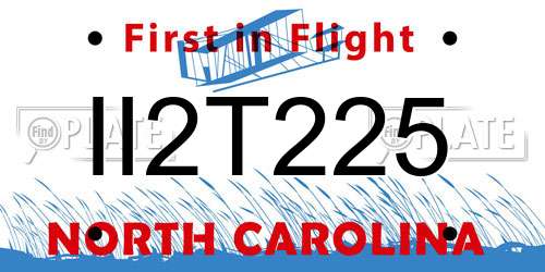 II2T225 North Carolina License Plate