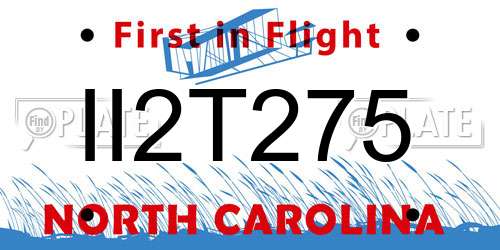 II2T275 North Carolina License Plate