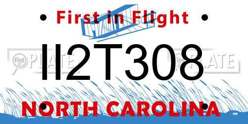 II2T308 North Carolina License Plate