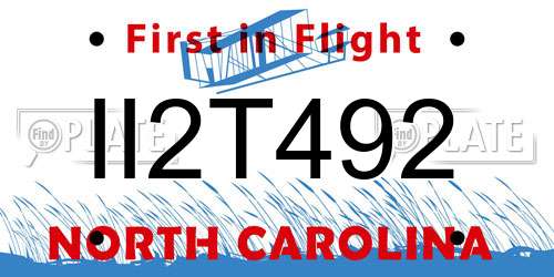 II2T492 North Carolina License Plate