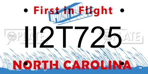 II2T725 North Carolina License Plate