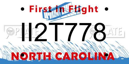 II2T778 North Carolina License Plate