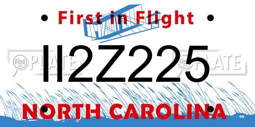 II2Z225 North Carolina License Plate
