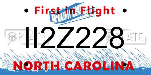 II2Z228 North Carolina License Plate