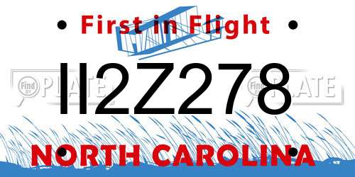 II2Z278 North Carolina License Plate