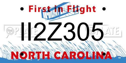 II2Z305 North Carolina License Plate