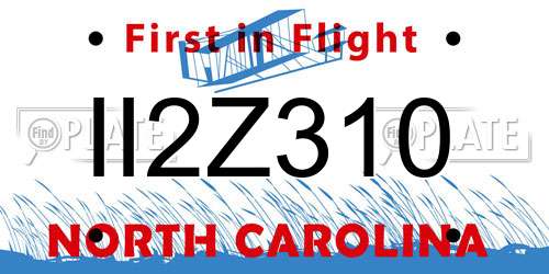 II2Z310 North Carolina License Plate