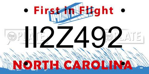 II2Z492 North Carolina License Plate
