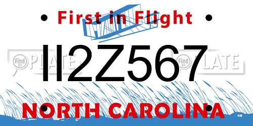 II2Z567 North Carolina License Plate