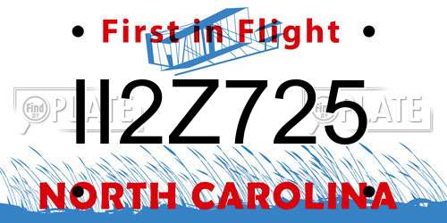 II2Z725 North Carolina License Plate