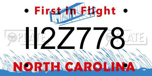 II2Z778 North Carolina License Plate