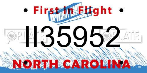 II35952 North Carolina License Plate