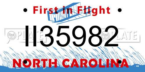 II35982 North Carolina License Plate