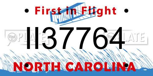 II37764 North Carolina License Plate