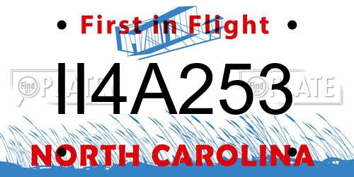 II4A253 North Carolina License Plate