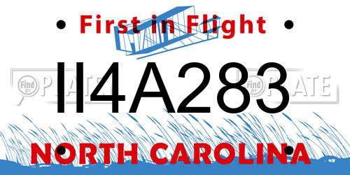 II4A283 North Carolina License Plate