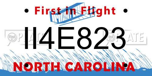 II4E823 North Carolina License Plate