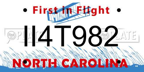 II4T982 North Carolina License Plate