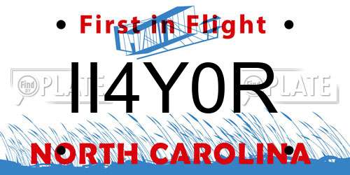 II4Y0R North Carolina License Plate