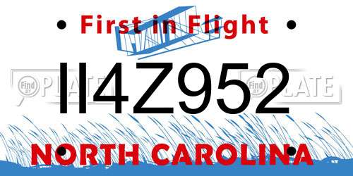 II4Z952 North Carolina License Plate
