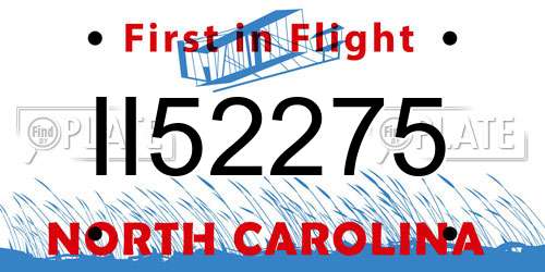 II52275 North Carolina License Plate
