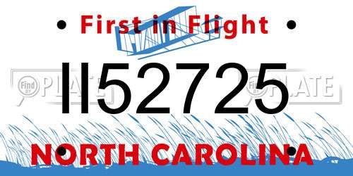 II52725 North Carolina License Plate