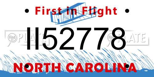 II52778 North Carolina License Plate