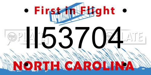 II53704 North Carolina License Plate