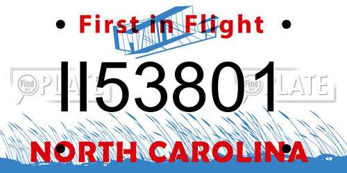 II53801 North Carolina License Plate