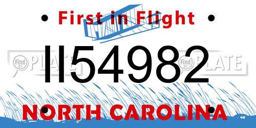 II54982 North Carolina License Plate