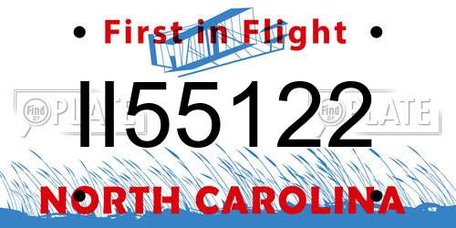 II55122 North Carolina License Plate