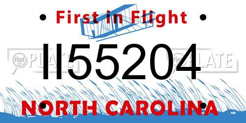 II55204 North Carolina License Plate