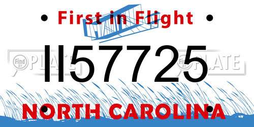 II57725 North Carolina License Plate