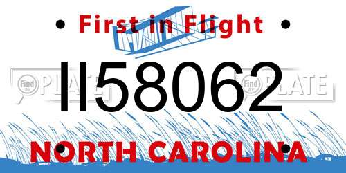 II58062 North Carolina License Plate