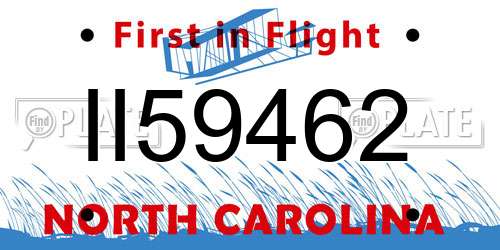 II59462 North Carolina License Plate