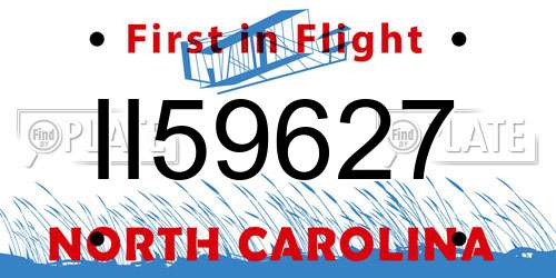 II59627 North Carolina License Plate