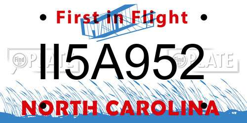 II5A952 North Carolina License Plate