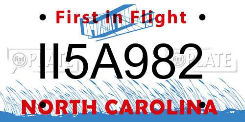 II5A982 North Carolina License Plate