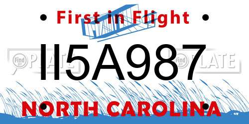 II5A987 North Carolina License Plate