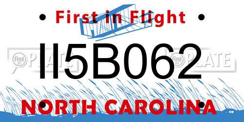 II5B062 North Carolina License Plate