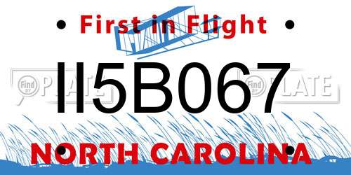 II5B067 North Carolina License Plate
