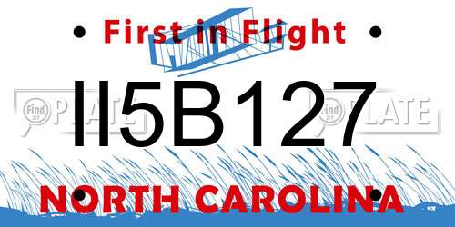 II5B127 North Carolina License Plate