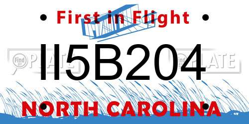 II5B204 North Carolina License Plate