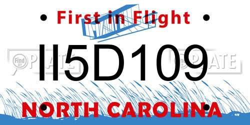 II5D109 North Carolina License Plate