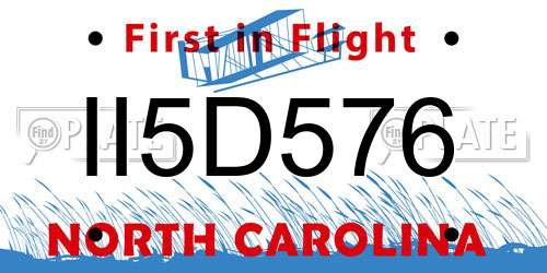 II5D576 North Carolina License Plate