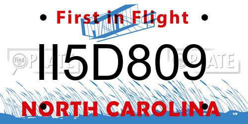 II5D809 North Carolina License Plate