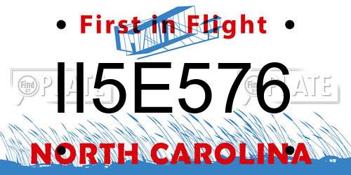 II5E576 North Carolina License Plate