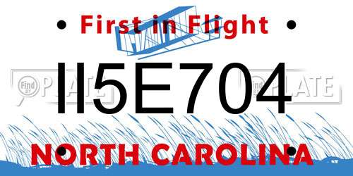 II5E704 North Carolina License Plate