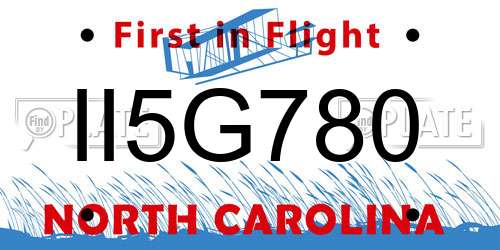 II5G780 North Carolina License Plate